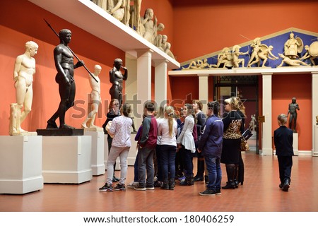MOSCOW, RUSSIA - MARCH 7,2014:Pushkin Museum of Fine Arts is largest museum of European art in Moscow, Russia. Its first exhibits were copies of ancient statuary for education of art students.