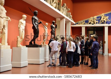 MOSCOW, RUSSIA - MARCH 7, 2014: Pushkin Museum of Fine Arts is largest museum of European art in Moscow, Russia. Its first exhibits were copies of ancient statuary for education of art students.