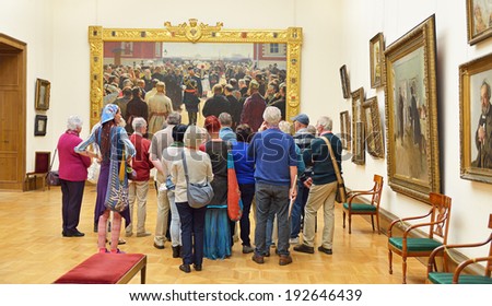 MOSCOW, RUSSIA - MAY 8, 2014:State Tretyakov Gallery is art gallery in Moscow, and is foremost depository of Russian fine art in world. Gallery\'s history starts in 1856. Collection - 130,000 exhibits