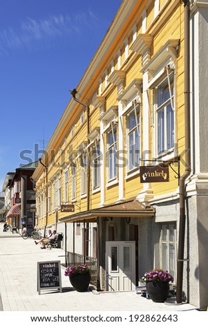 KRISTINESTAD,FINLAND - JULY 4,2013:Town was chartered in 1649 at Koppo island and is named for Queen Christina of Sweden.Kristinestad is known for its old town with low wooden houses and narrow alleys