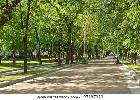 MOSCOW, RUSSIA - JUNE 4, 2014:Tverskoy Boulevard was laid out in 1796. Immediately after it was laid out this picturesque boulevard became favourite place for high society people to take their walks