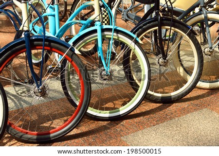 Colorful wheel bike closeup