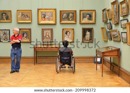 MOSCOW, RUSSIA - AUGUST 7,20014:State Tretyakov Gallery is art gallery in Moscow and is foremost depository of Russian fine art in world. Gallery's history starts in 1856. Hall of great artist Ivanov
