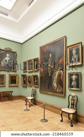 MOSCOW, RUSSIA  AUGUST 7, 2014:State Tretyakov Gallery is art gallery in Moscow and is foremost depository of Russian fine art in world. Gallery\'s history starts in 1856.Collection - 130,000 exhibits