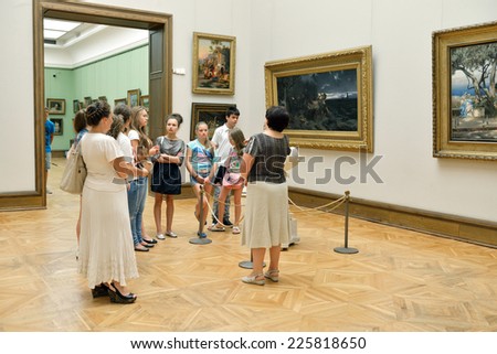 MOSCOW, RUSSIA - AUGUST 7, 20014:State Tretyakov Gallery is art gallery in Moscow and is foremost depository of Russian fine art in world. Gallery\'s history starts in 1856.