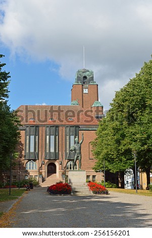 LAHTI, FINLAND - AUGUST 15,2014: Lahti City Hall was built in 1912 by Finnish architect Saarinen. It is also location of main city office and large number of different meeting and conference rooms