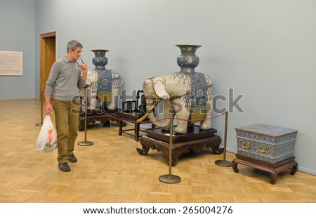 ST PETERSBURG, RUSSIA - JANUARY 25, 2015:State Hermitage is museum of art and culture. Art of ancient and medieval India is represented by Buddhist, Jain and Hindu sculpture in stone, bronze and wood