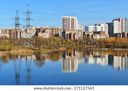 MOSCOW,RUSSIA - APRIL 18,2015:Mitino is unique landscape park in Moscow which is surrounded by residential Mitino district.Landscaping Park is just one more step on road to improving city green spaces