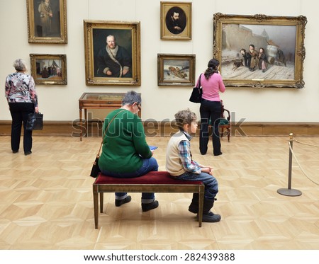 MOSCOW,RUSSIA - MARCH 13,2015:State Tretyakov Gallery is art gallery in Moscow, and is foremost depository of Russian fine art in world. Gallery\'s history starts in 1856. Collection - 130,000 exhibits