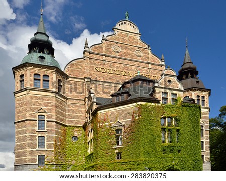 STOCKHOLM, SWEDEN - AUGUST 24,2014:Nordic Museum  is museum located on Djurgarden dedicated to cultural history and ethnography of Sweden from Early Modern age until contemporary period