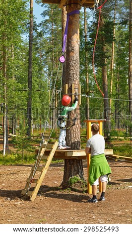 VIERUMAKI,FINLAND - JULY 18,2015:Flowpark is adventure theme park. It is targeted at people older than 6 who have adventurous streak, guaranteed to offer fun challenges to newbies and old hands alike
