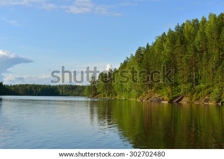 Northern landscape with lake, Finland, Lapland