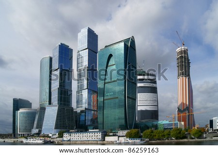 MOSCOW,RUSSIA-SEPT 30: Skyscrapers of the MIBC on Sept 30, 2011 in Moscow, Russia.The total cost of the project is estimated at $12 billion. MIBC is the 100 hectare development area 7km.