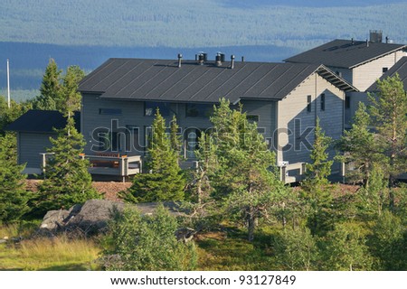 Cottages in mountains. Northern Finland