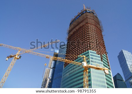 MOSCOW,RUSSIA-March 26:Skyscrapers of the MIBC on March 26,2012 in Moscow, Russia.The total cost of the project is estimated at $12 billion.MIBC is the 100 hectare development area