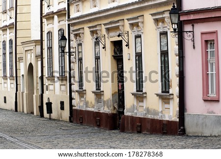 Detail, of the old town street in Veszprem, Hungary
