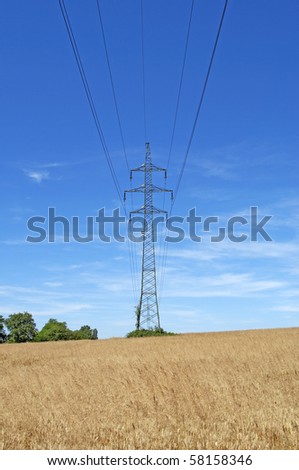 High tension line in wheat field
