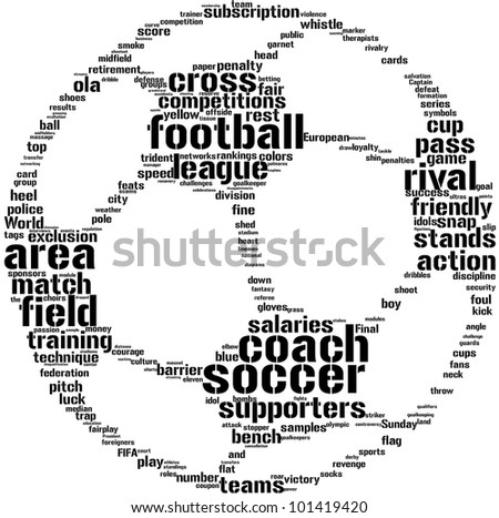 soccer ball tag cloud / word cloud  illustration  for football concept