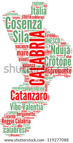 Calabria tag cloud - Italian regions
