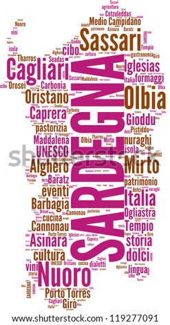Sardinia tag cloud - italian regions