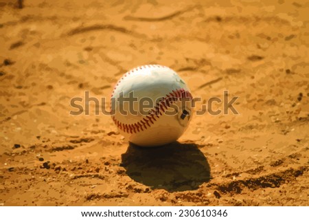 vector image of a baseball ball on the sand of a playground