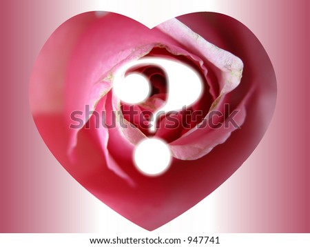 Cute Romantic pink rose heart message card reading question mark ?