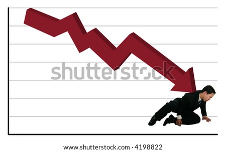 young business man hurt by falling stock chart