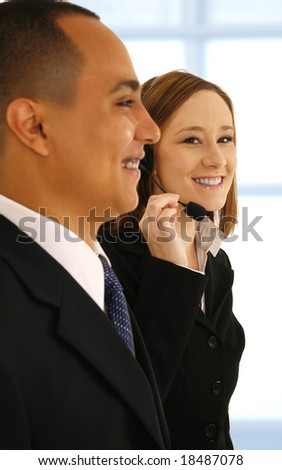 customer service looking at camera and smile. concept for customer service representative