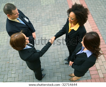 group of diversity business people have a business deal. caucasian, african american, asian
