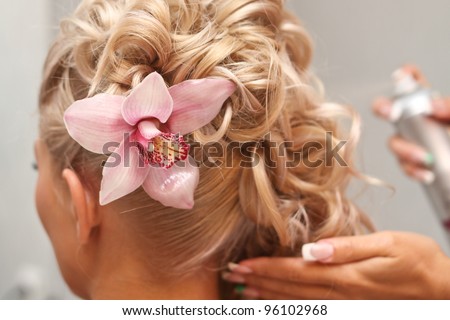 portrait of beautiful bride with flowers in hair