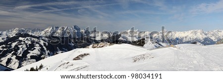 Panorama in Zell am See ski resort, Austria