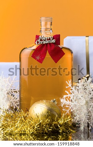 a bottle of whiskey Christmas decoration and gift box
