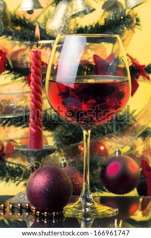 Christmas tree,candle,Christmas decoration,rose wine