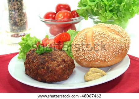 Burger with bread and salad