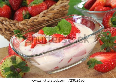 a bowl of yogurt and fresh fruit on a white background