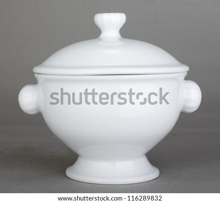 Ceramic Tableware on gray background