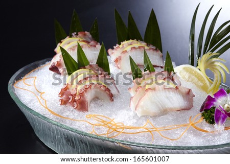 Fresh octopus slices