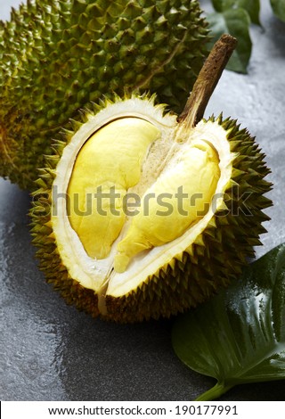 Fresh fruit,yellow Durian on the stone background