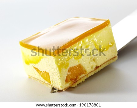 Closeup mango mousse cake