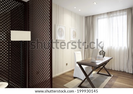 Elegant minimalist house interiors,Study room