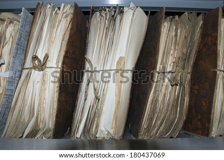 Archive of old document in archives sector