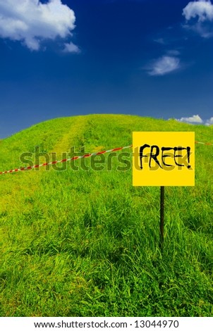 Idyllic green hill with FREE plate