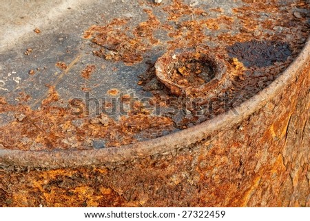 Old rusty toxic drum for industrial use