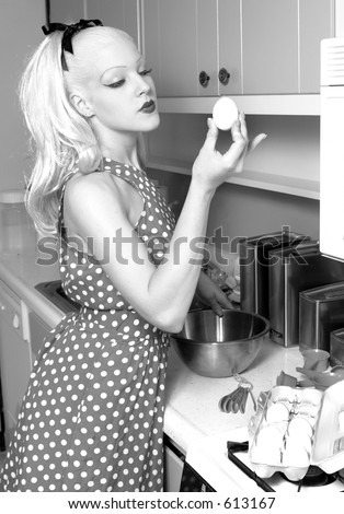 woman cooking (natural film grain)