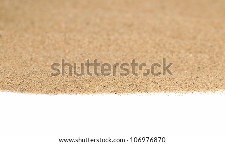 Macro pile desert sand isolated on white backgrounds