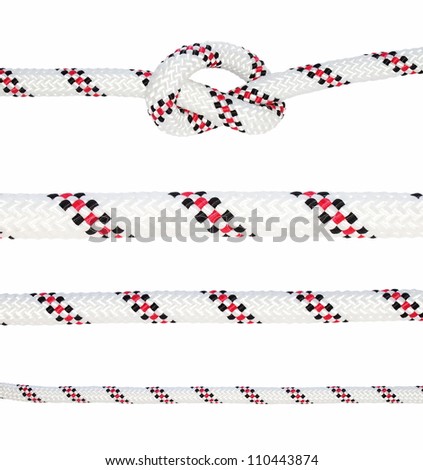 collection of various ropes isolated on white background