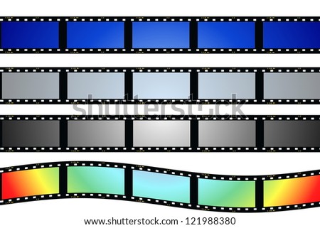 set blank film strip isolated on white background, texture