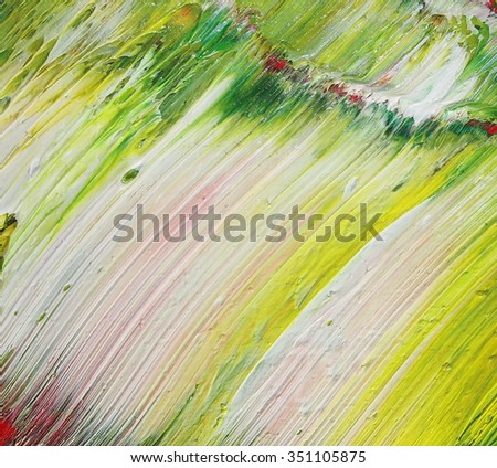 photo abstract green white yellow grunge brush strokes oil paint background and texture