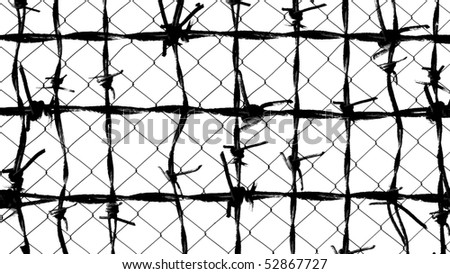 barbed wire fence for background texture