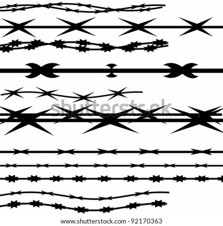 Metal barbed wire fence protection isolated on white for background texture (illustration for tattoo)